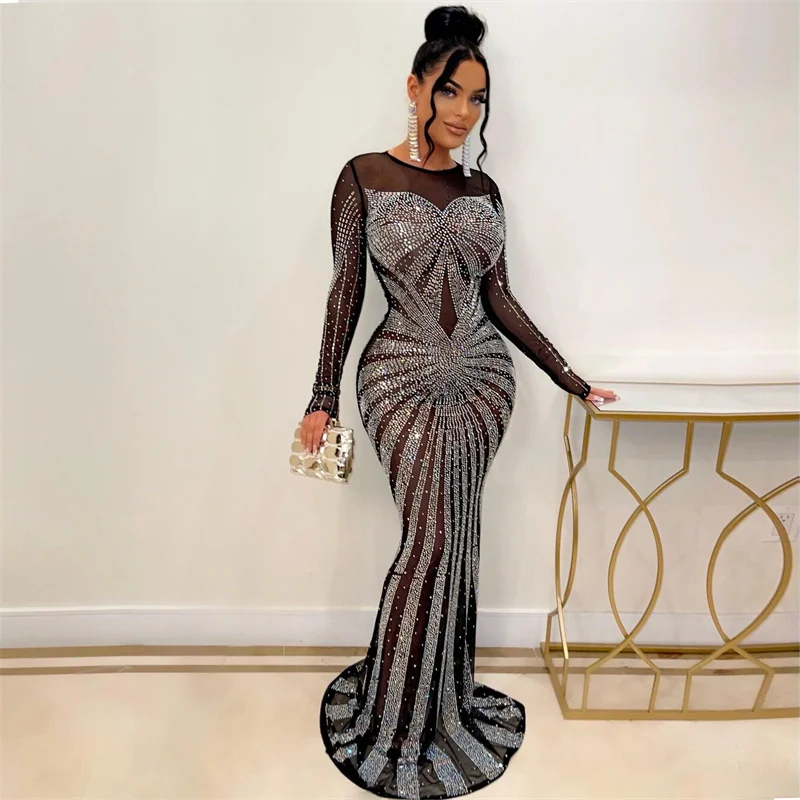 Sparkly Rhinestone Club Party Dress - Sexy brillant cristal strass sirène robes