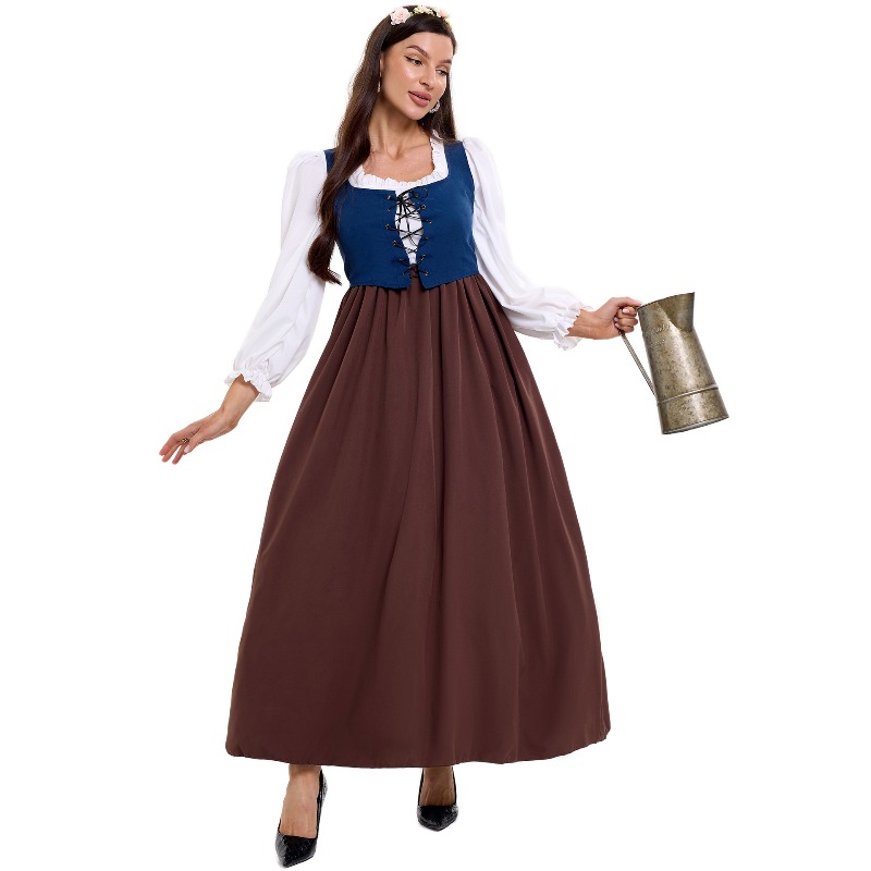Tops - Costume de paysanne vintage pour femmes,