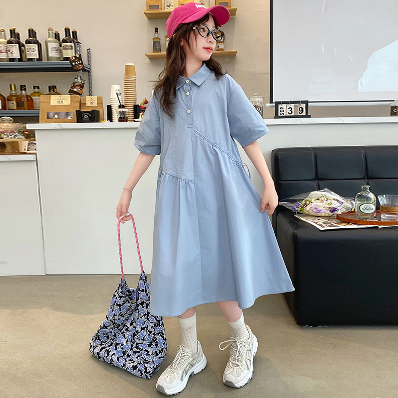 Korean Style A Line Shirt Dress - Vêtements coréens pour filles, robe d'été