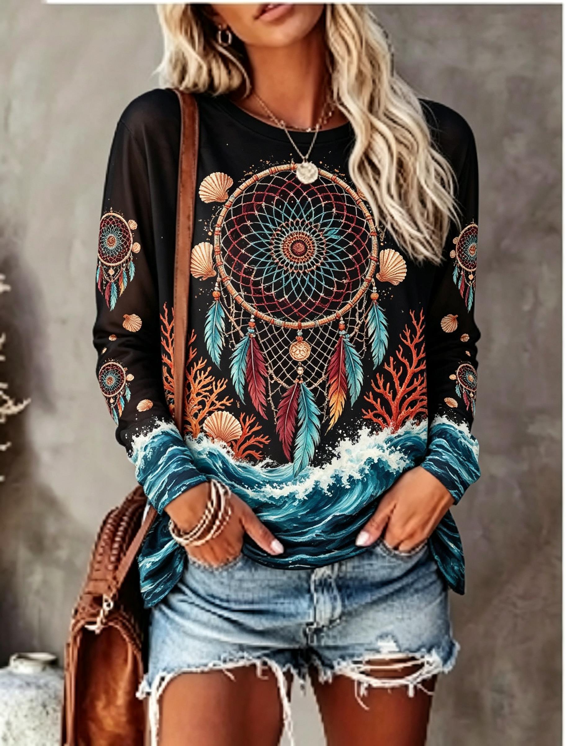 T-shirt à manches longues et c - Blouses avis et prix