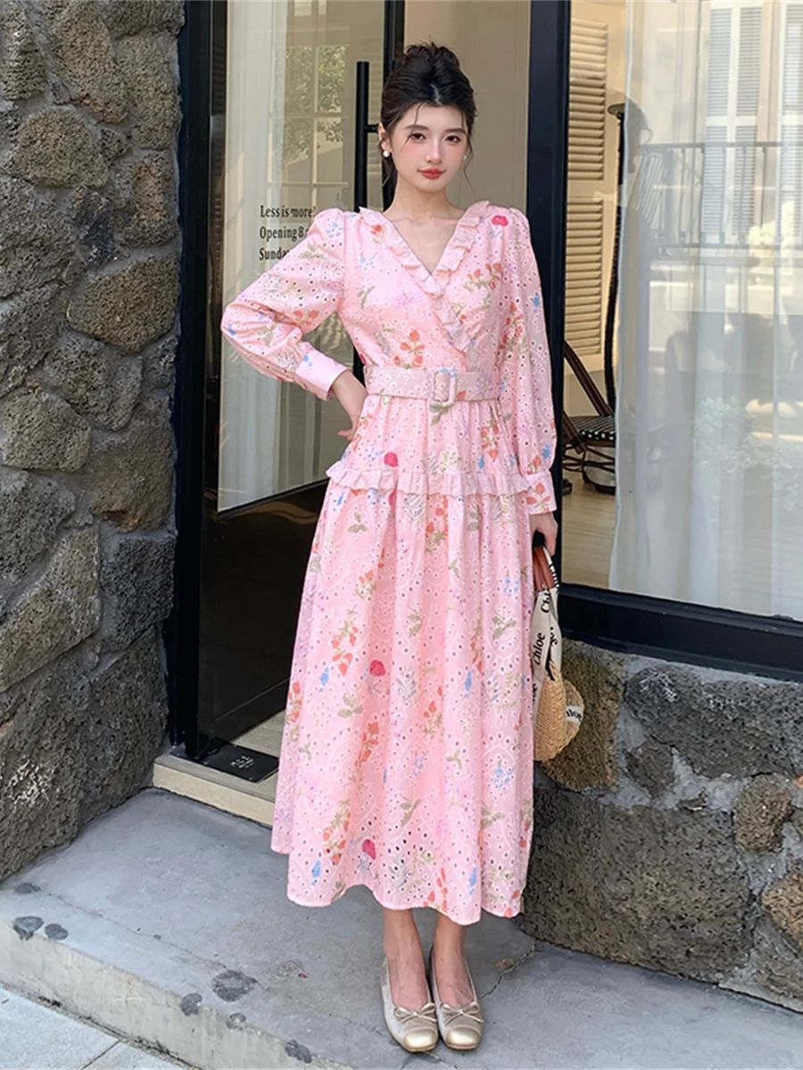 Robe midi à manches lanternes  - French Vintage Floral Midi Dress avis et prix