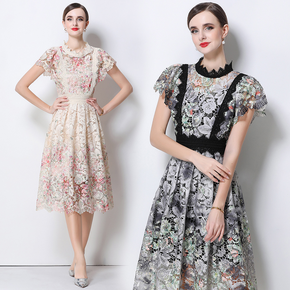 Robe midi élégante en dentelle - French Vintage Floral Midi Dress avis et prix