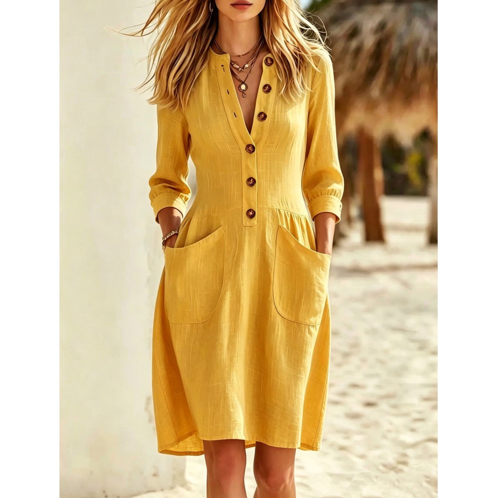Robe chemise décontractée pour - Casual Loose Linen Shirt Dress avis et prix