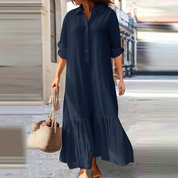 Nouvelle Robe Longue Irréguliè - Casual Loose Linen Shirt Dress avis et prix