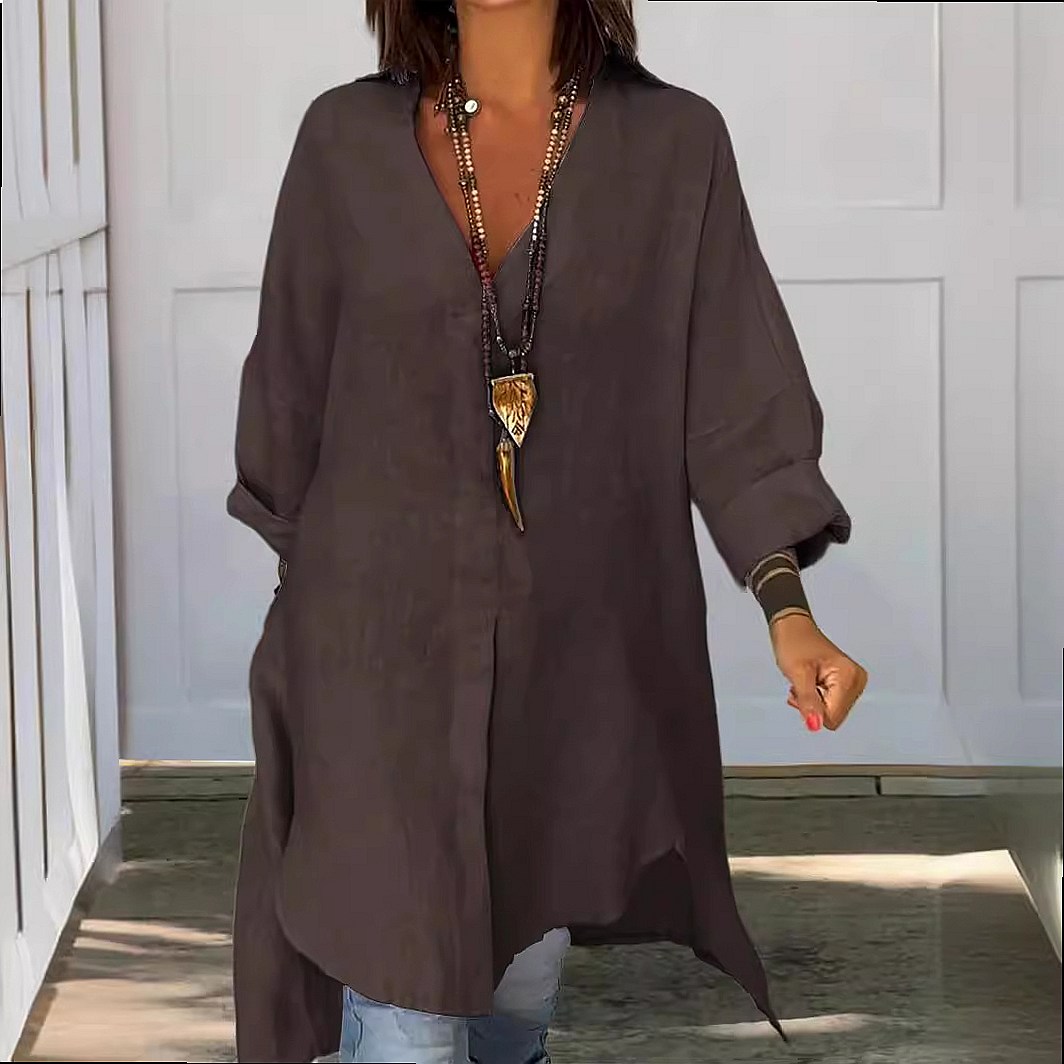 Robe chemise en lin pour femme - Casual Loose Linen Shirt Dress avis et prix