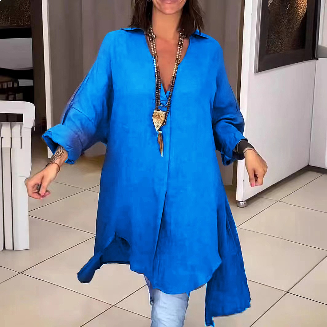 Robe chemise en lin pour femme - Casual Loose Linen Shirt Dress avis et prix