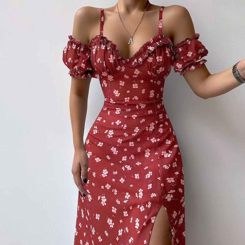 Robe d'été à fleurs pour femme - French Vintage Floral Midi Dress avis et prix