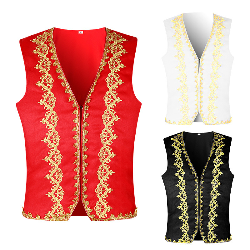 Gilet baroque brodé or médiéva - Tops avis et prix