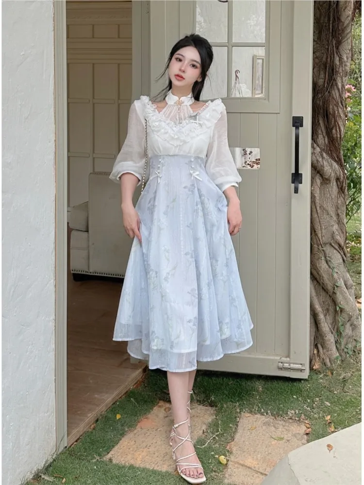 Elelgant femmes été français V - French Vintage Floral Midi Dress avis et prix