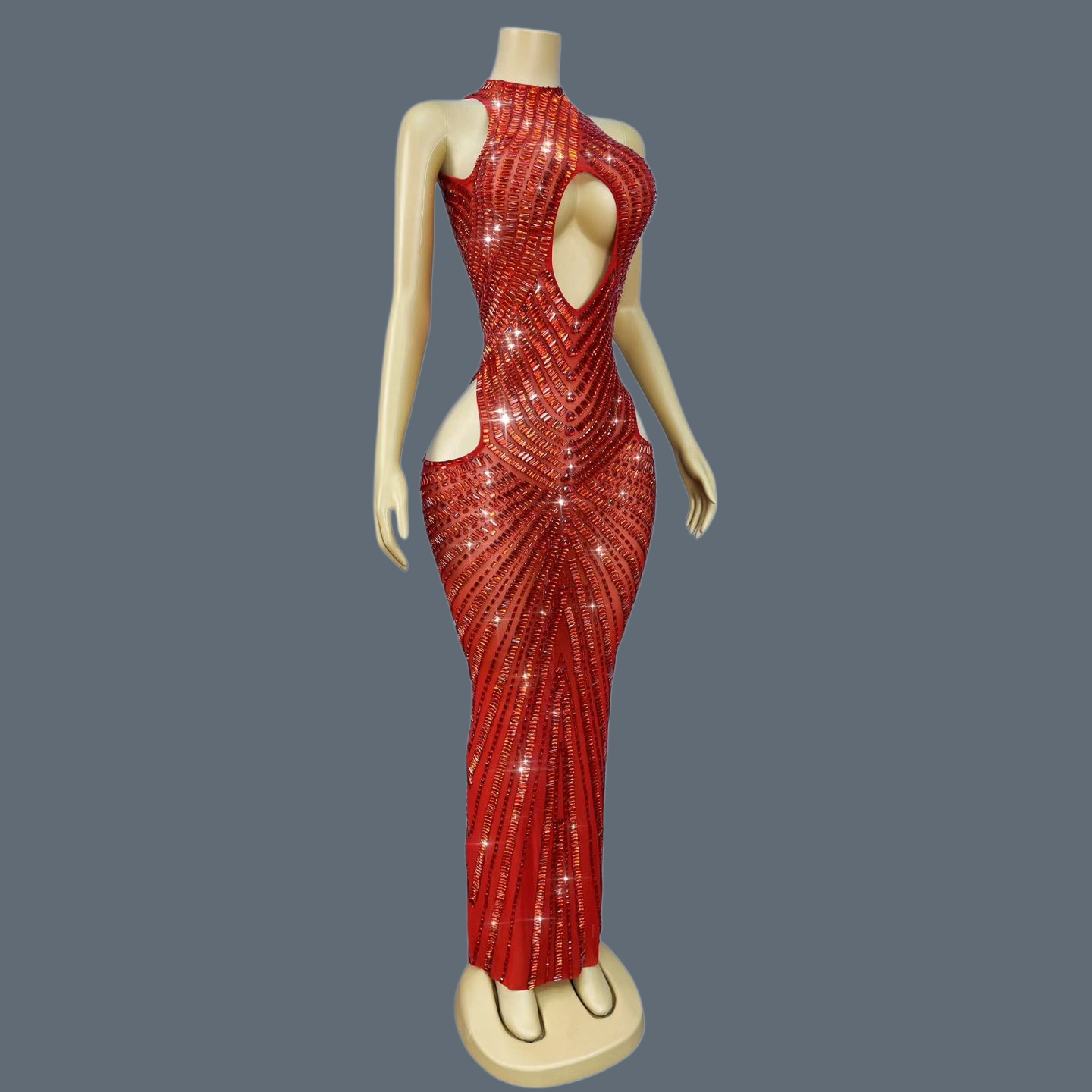 Robe sirène de luxe rouge à st - Sparkly Rhinestone Club Party Dress avis et prix